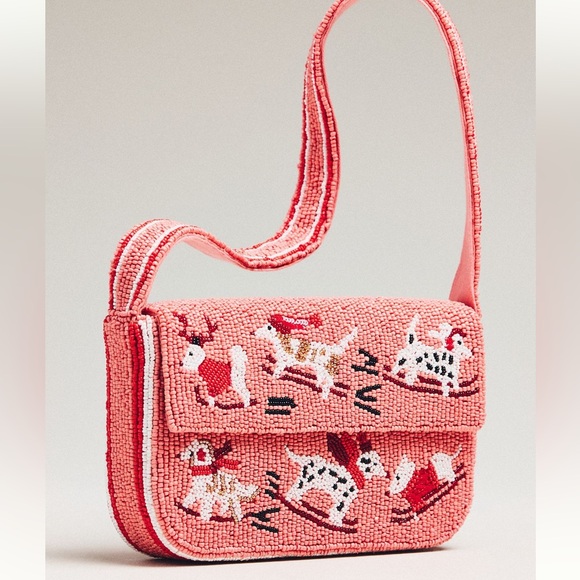 Anthropologie Handbags - 🐾Anthropologie Fiona Beaded Purse Animal Edition Bag New Dog Winter Snow Ski